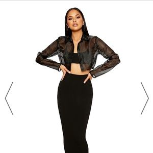 naked wardrobe | SEE ME THRU CROPPED BLOUSE size L